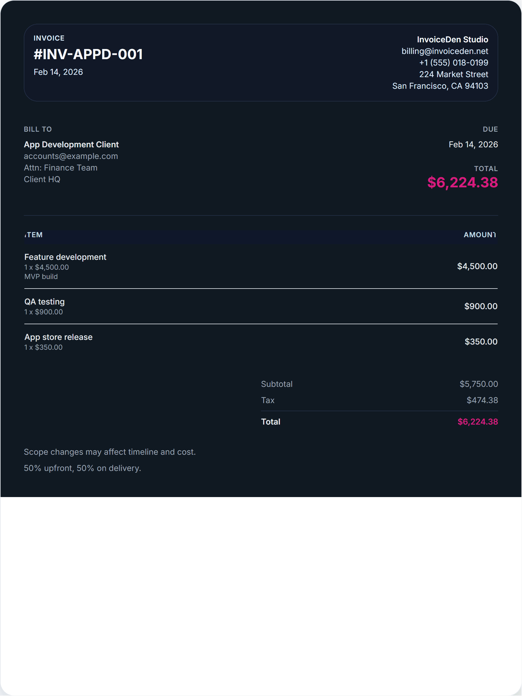 App Development minimal template preview
