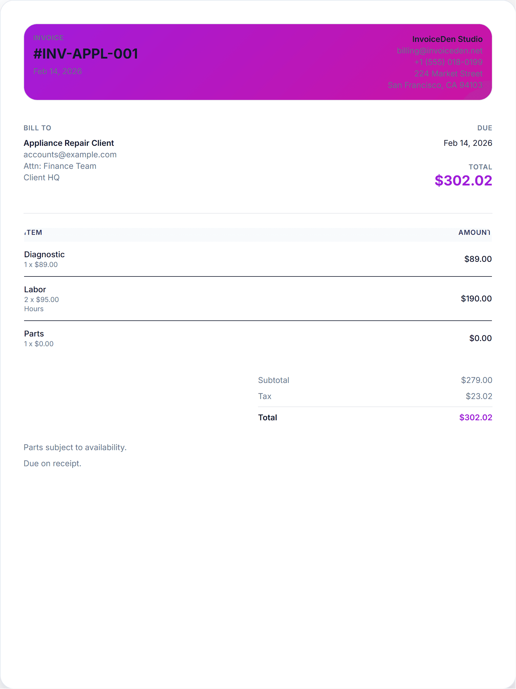 Appliance Repair minimal template preview