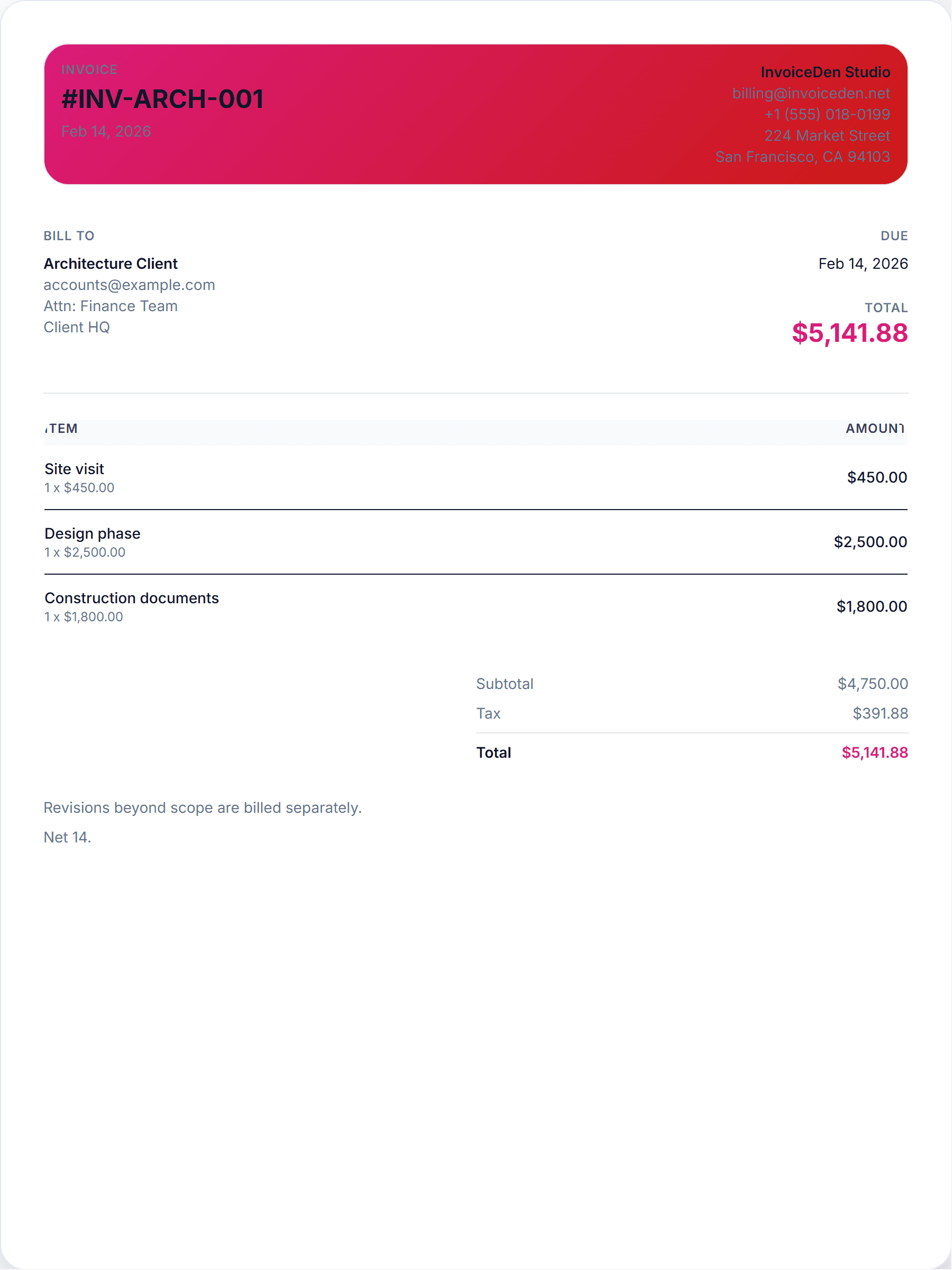Architecture minimal template preview