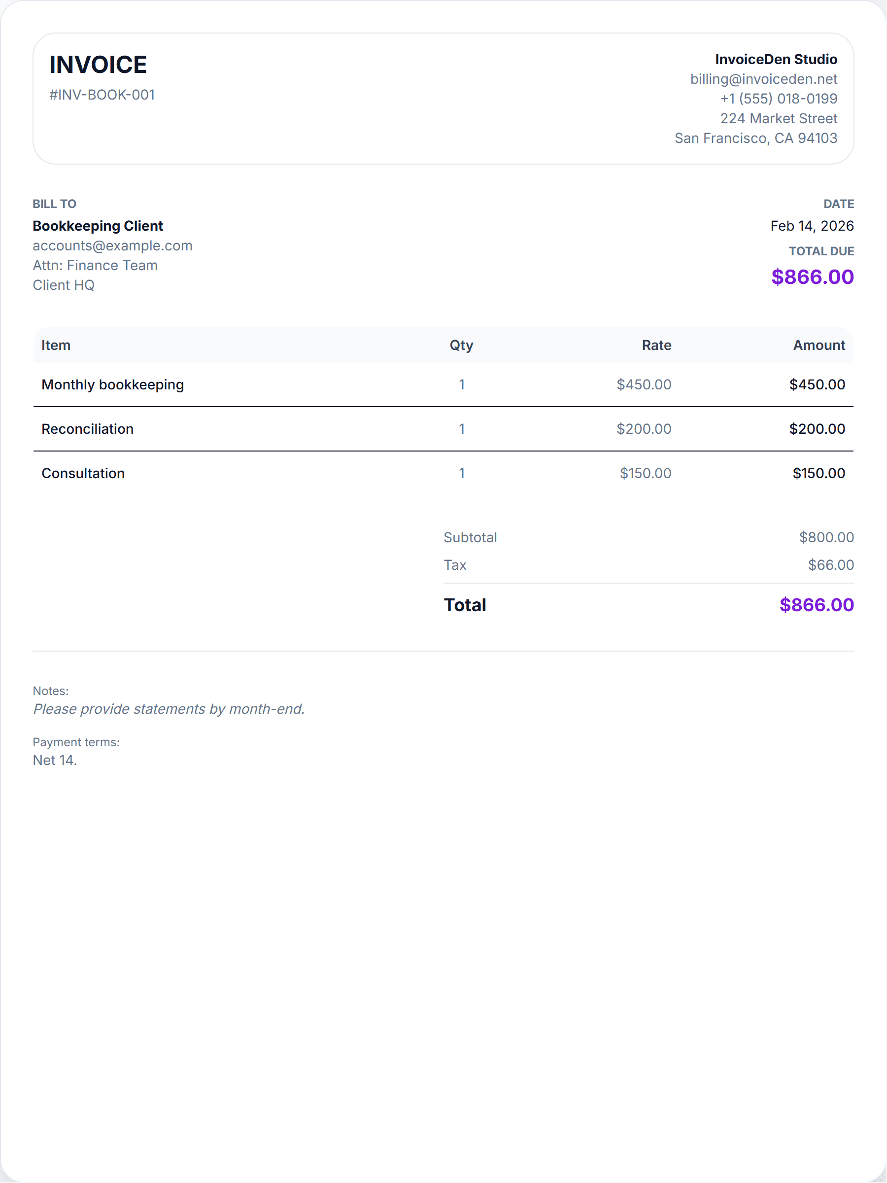 Bookkeeping modern template preview