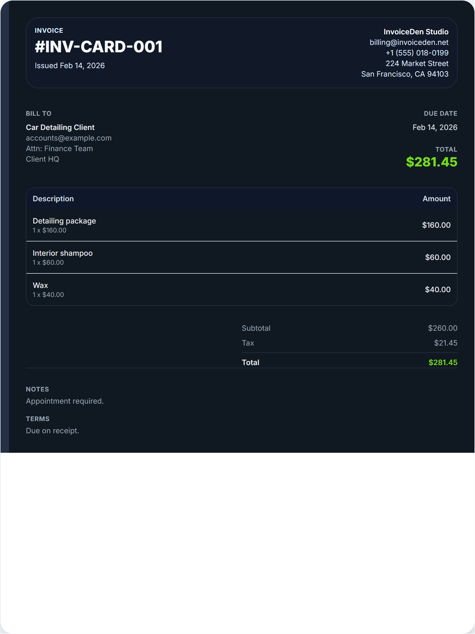 Car Detailing professional template preview