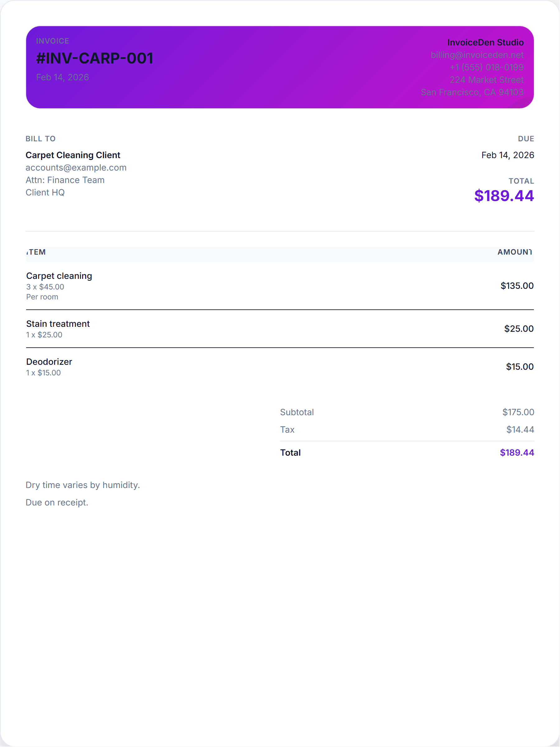 Carpet Cleaning minimal template preview