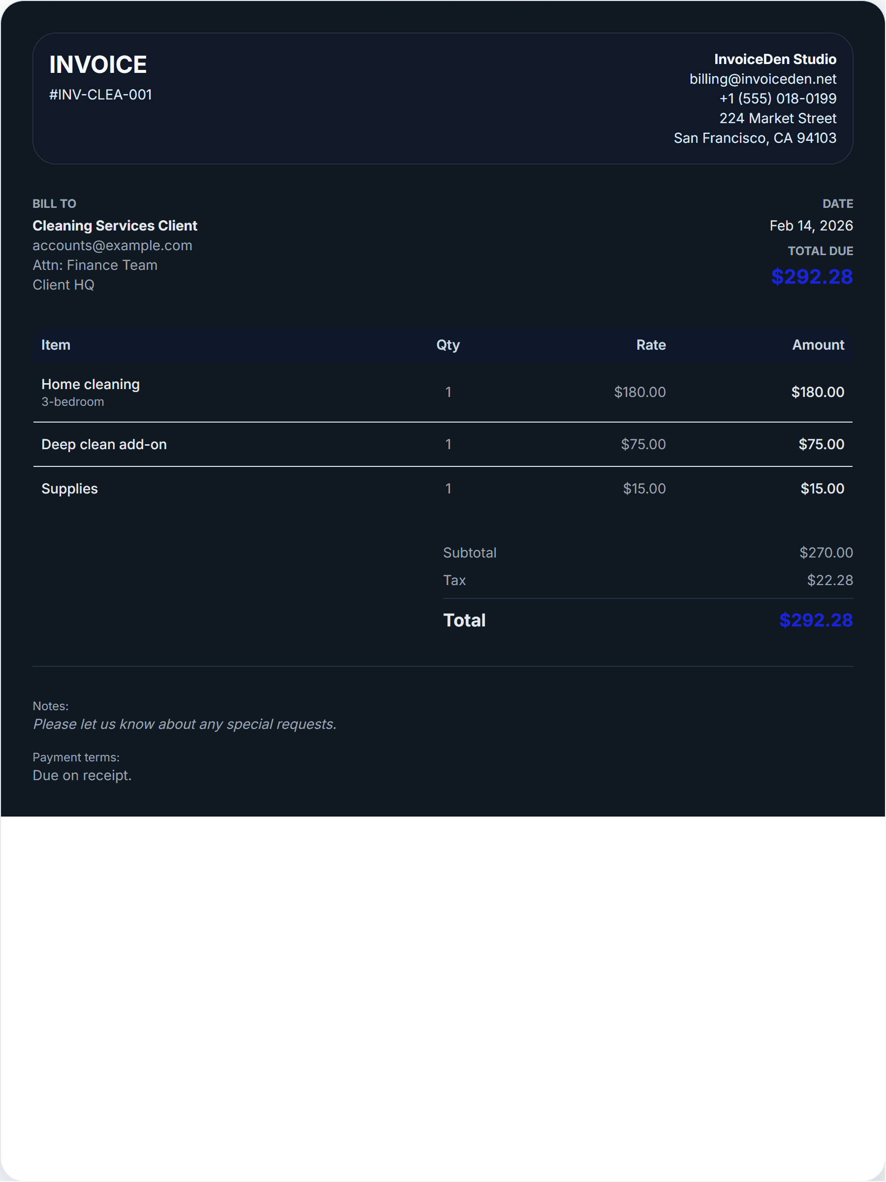 Cleaning Services modern template preview