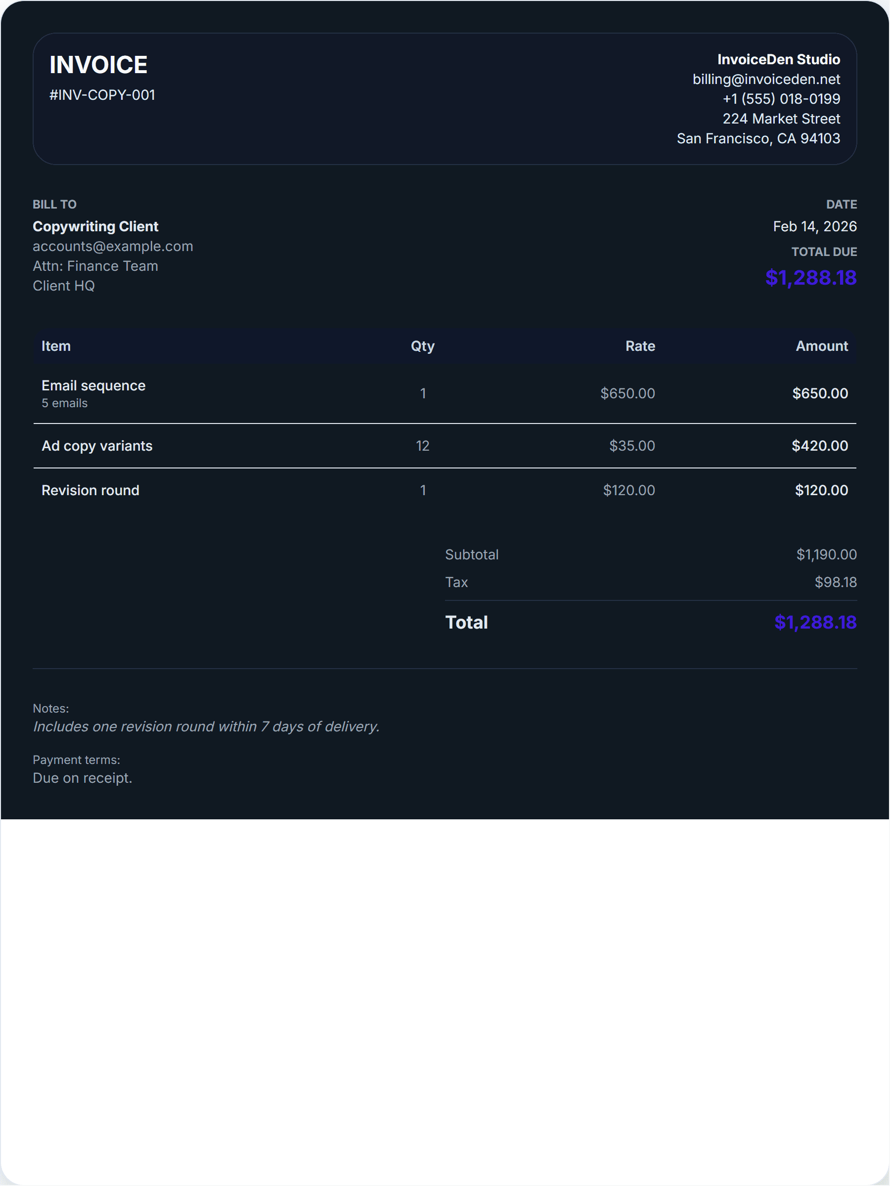 Copywriting modern template preview