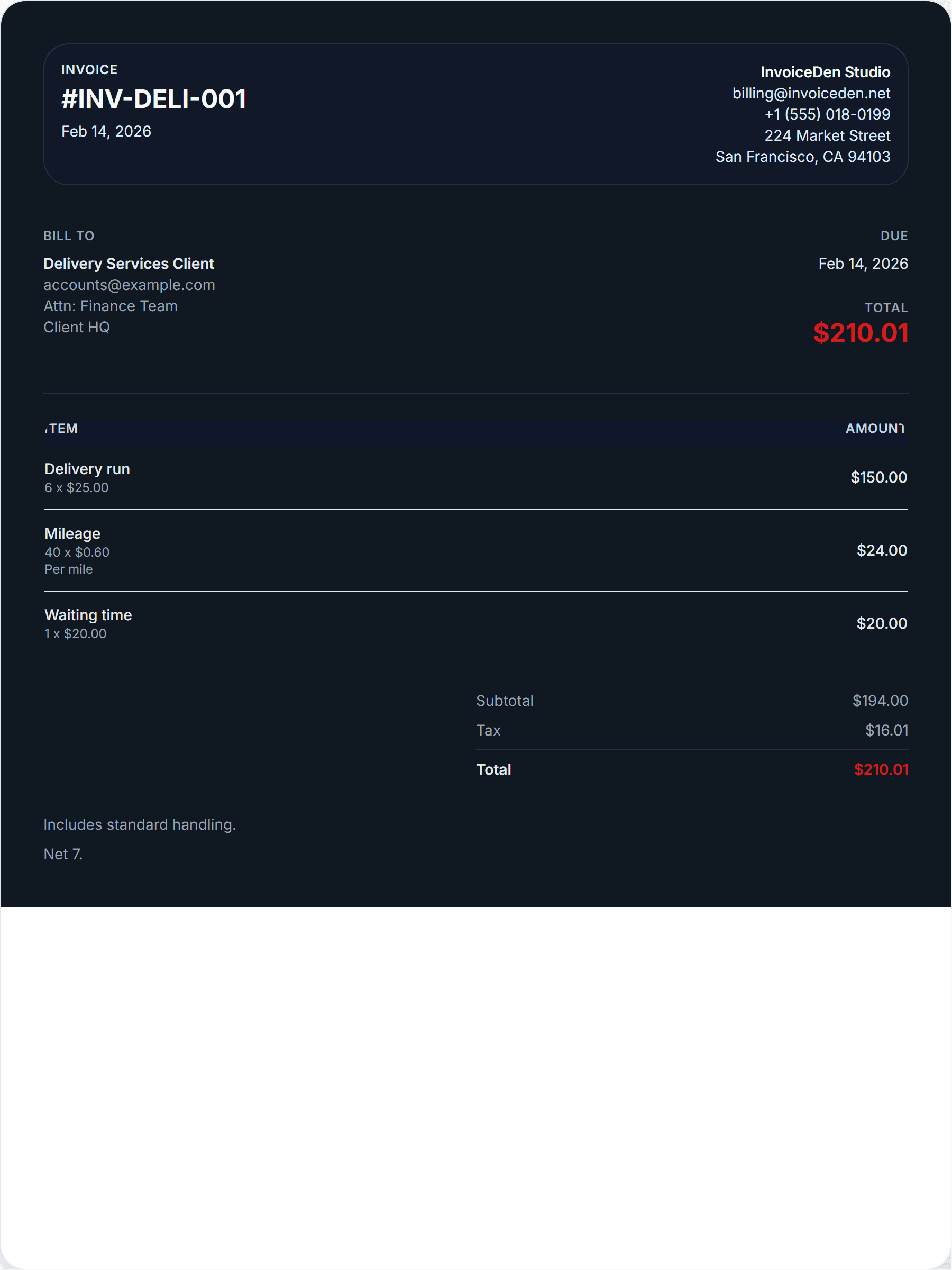 Delivery Services minimal template preview