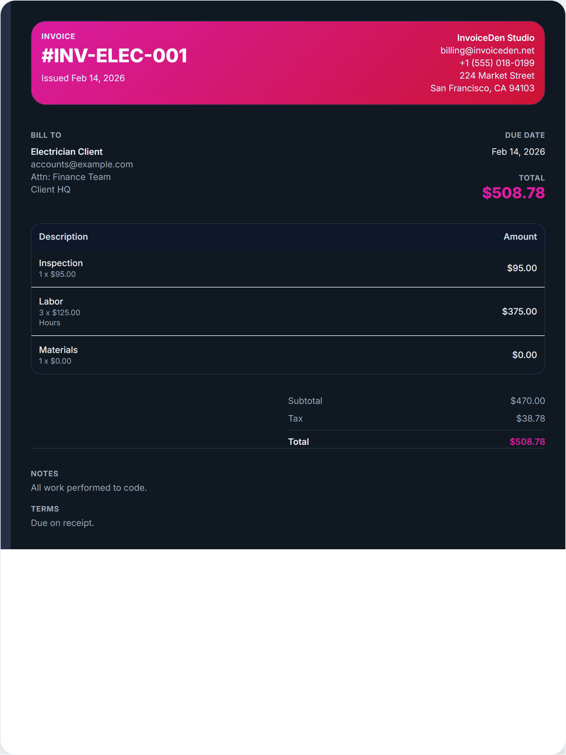 Electrician professional template preview
