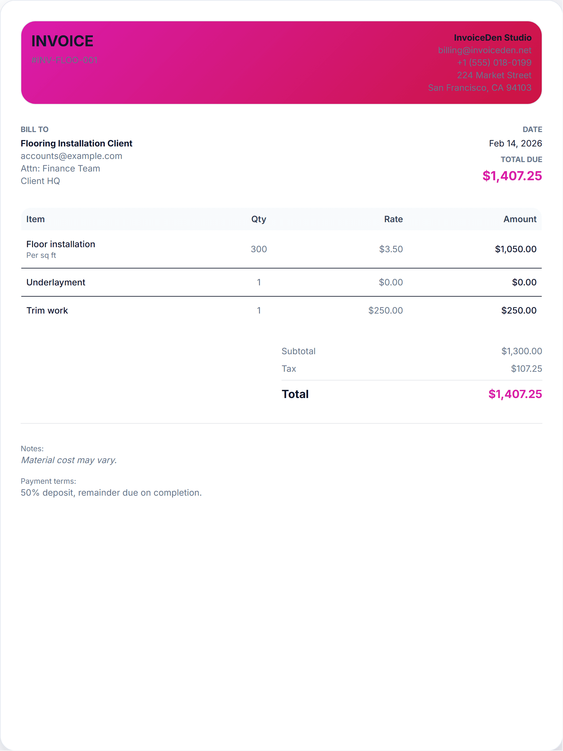 Flooring Installation modern template preview