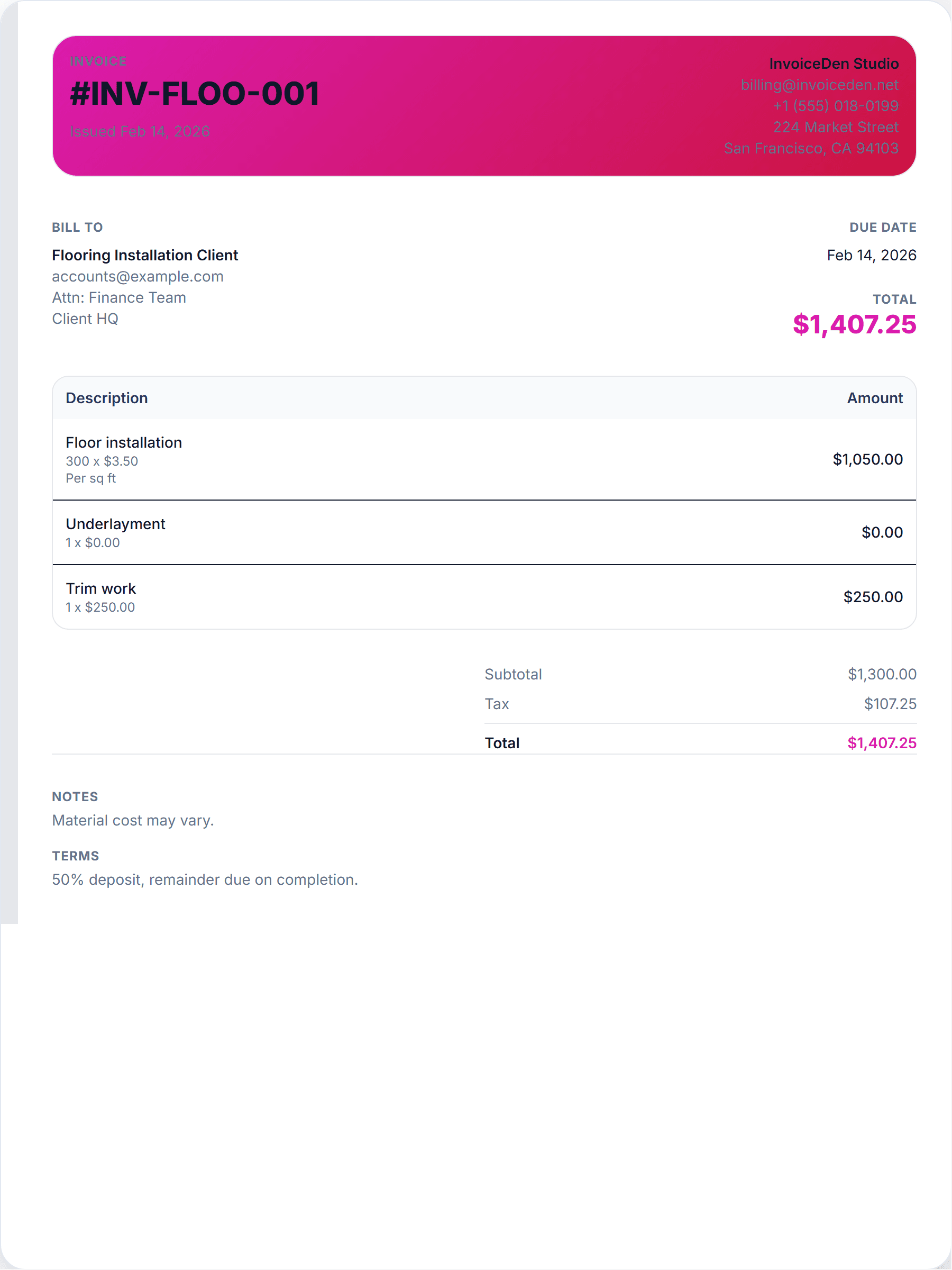 Flooring Installation professional template preview