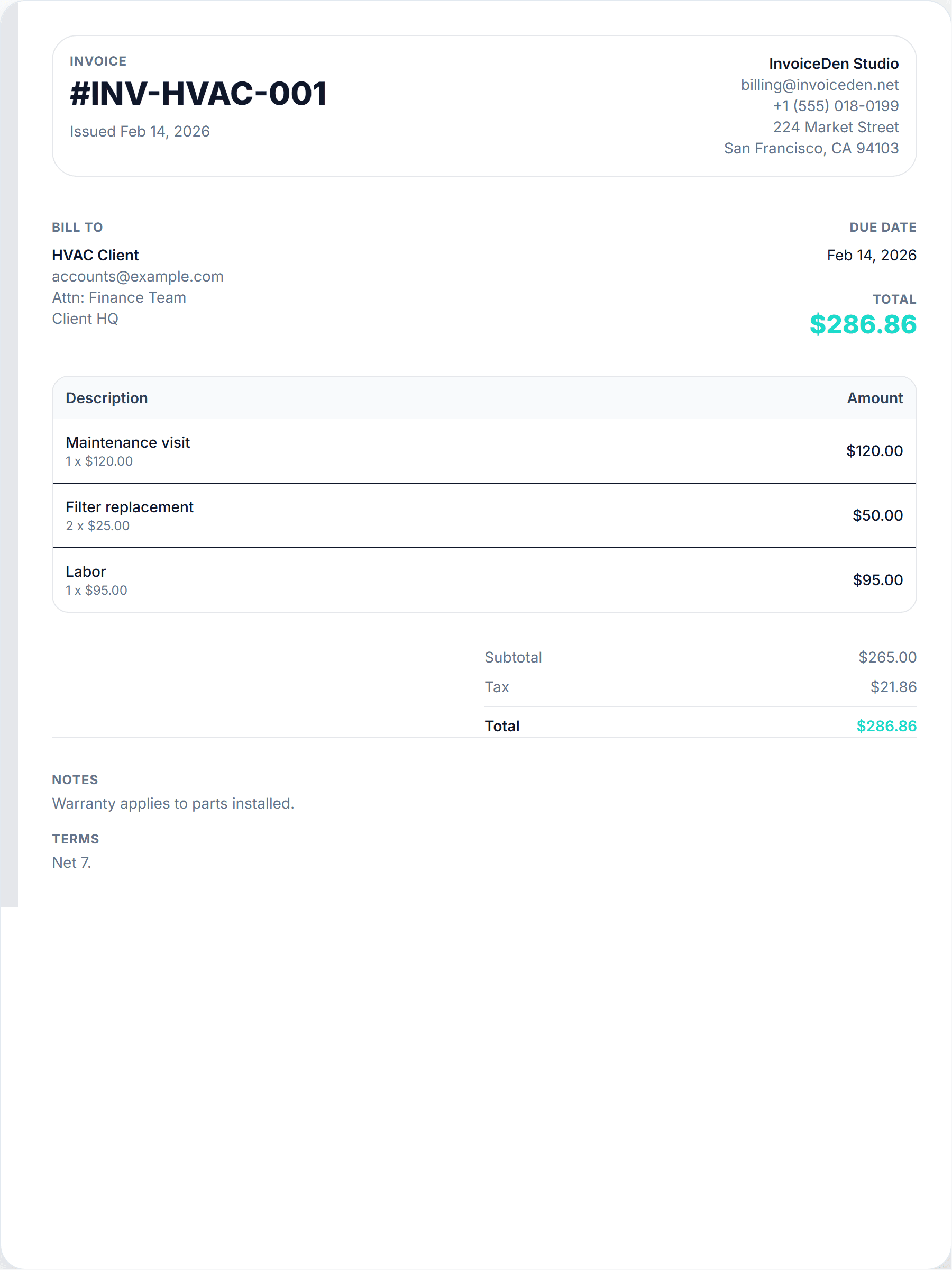 HVAC professional template preview
