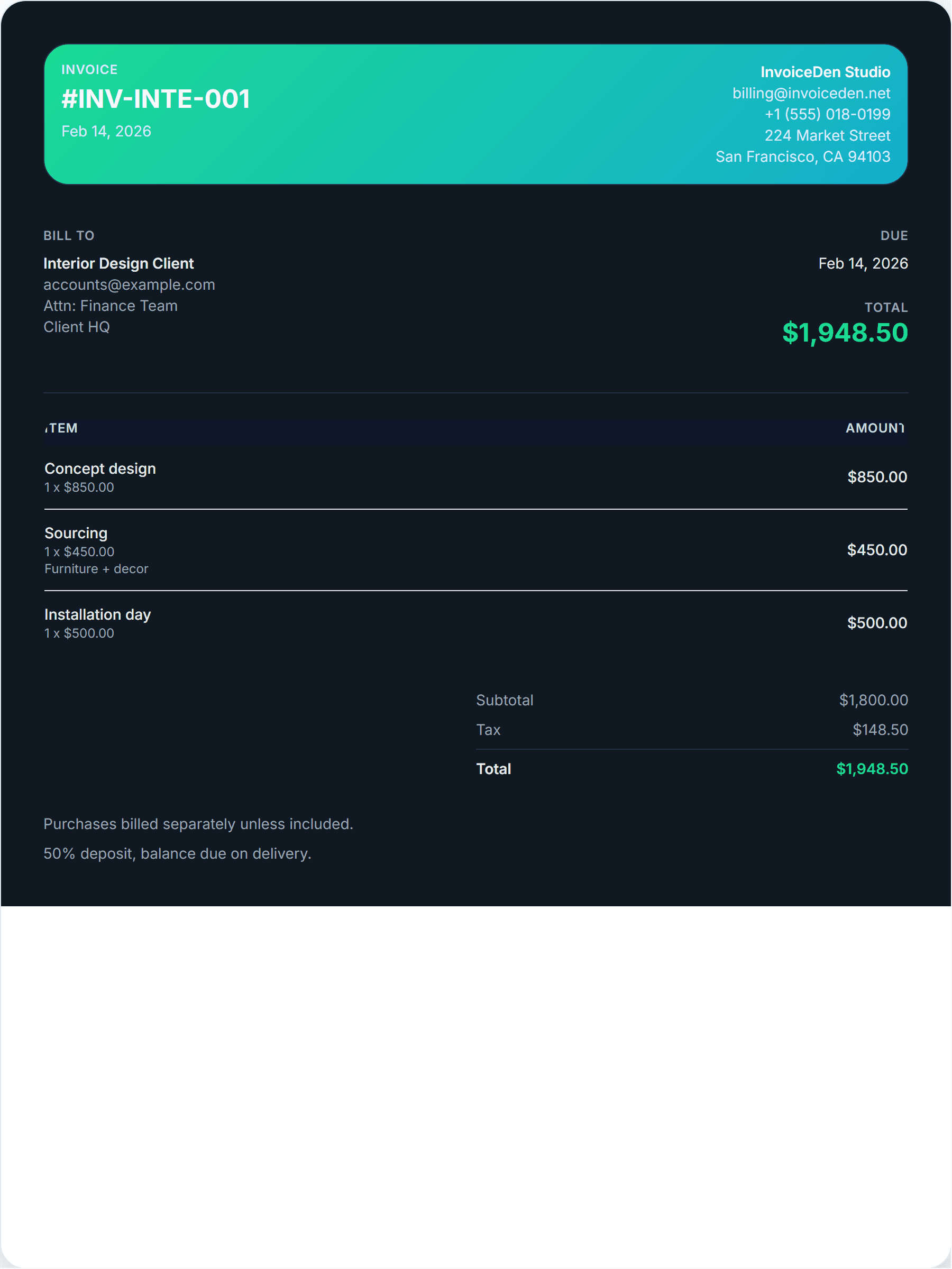 Interior Design minimal template preview