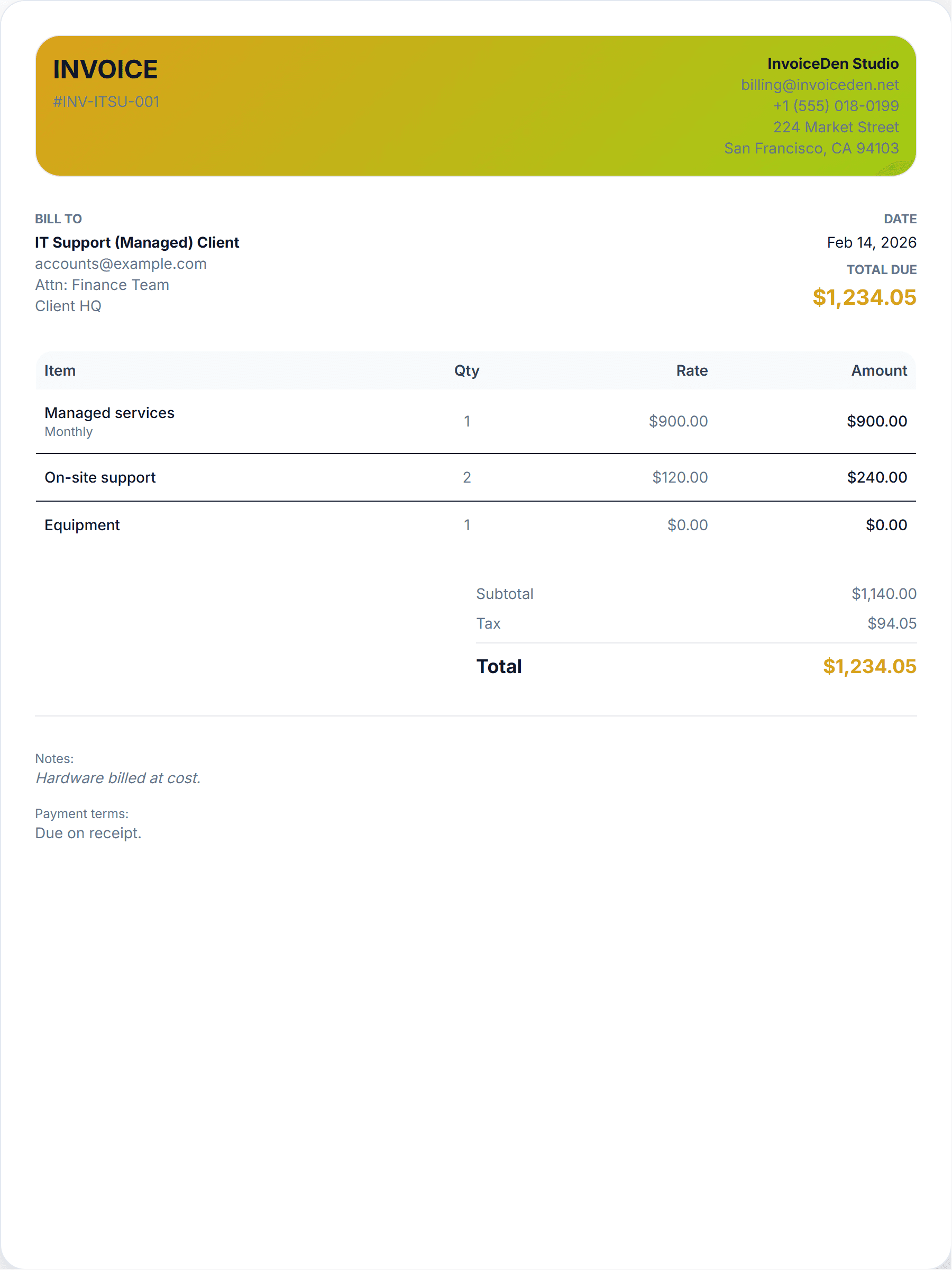 IT Support (Managed) modern template preview