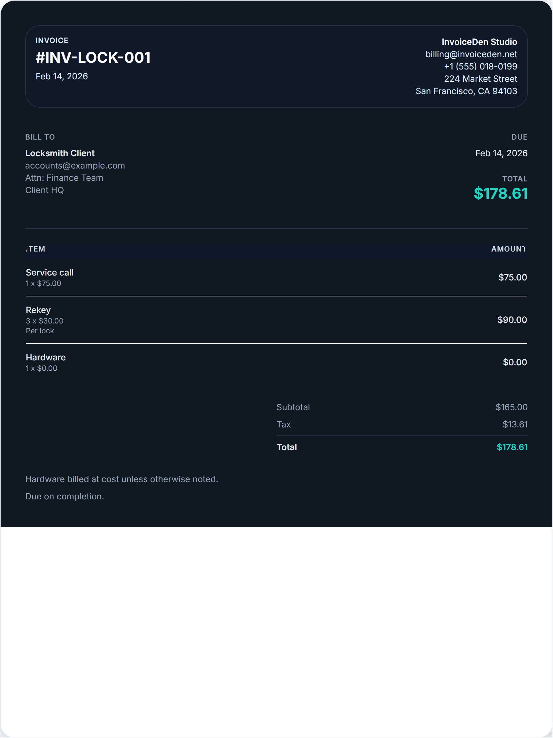 Locksmith minimal template preview
