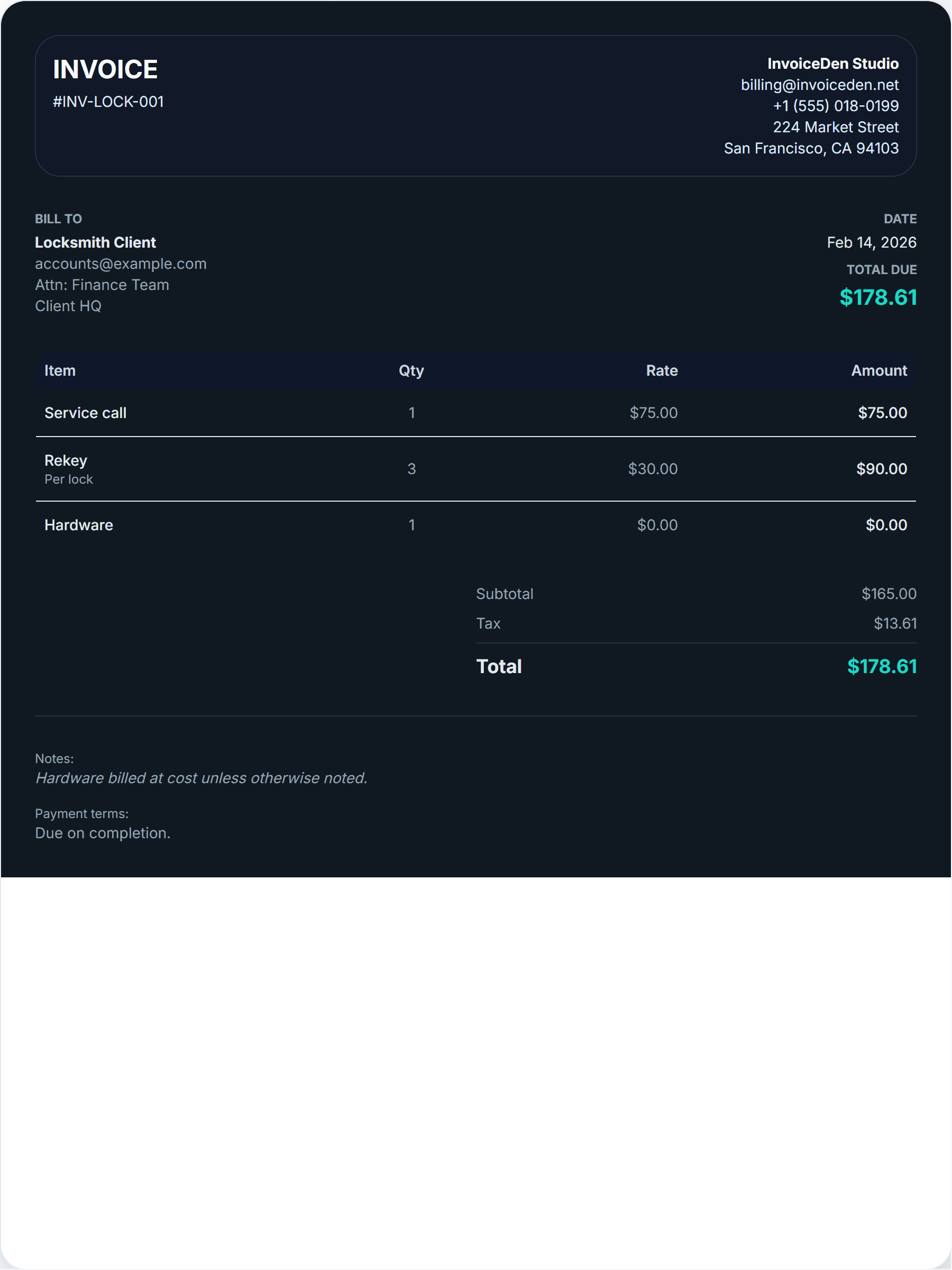 Locksmith modern template preview