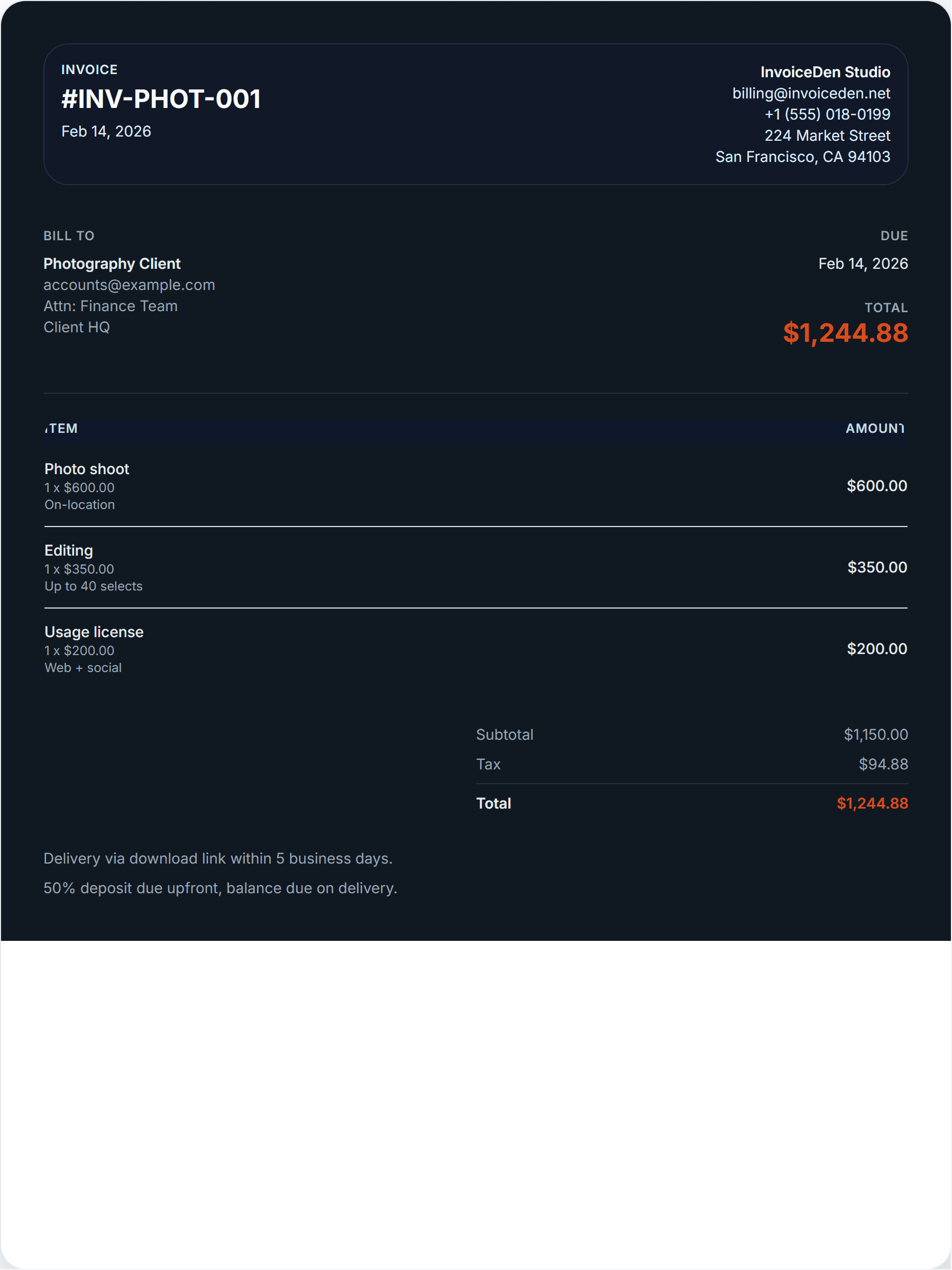 Photography minimal template preview
