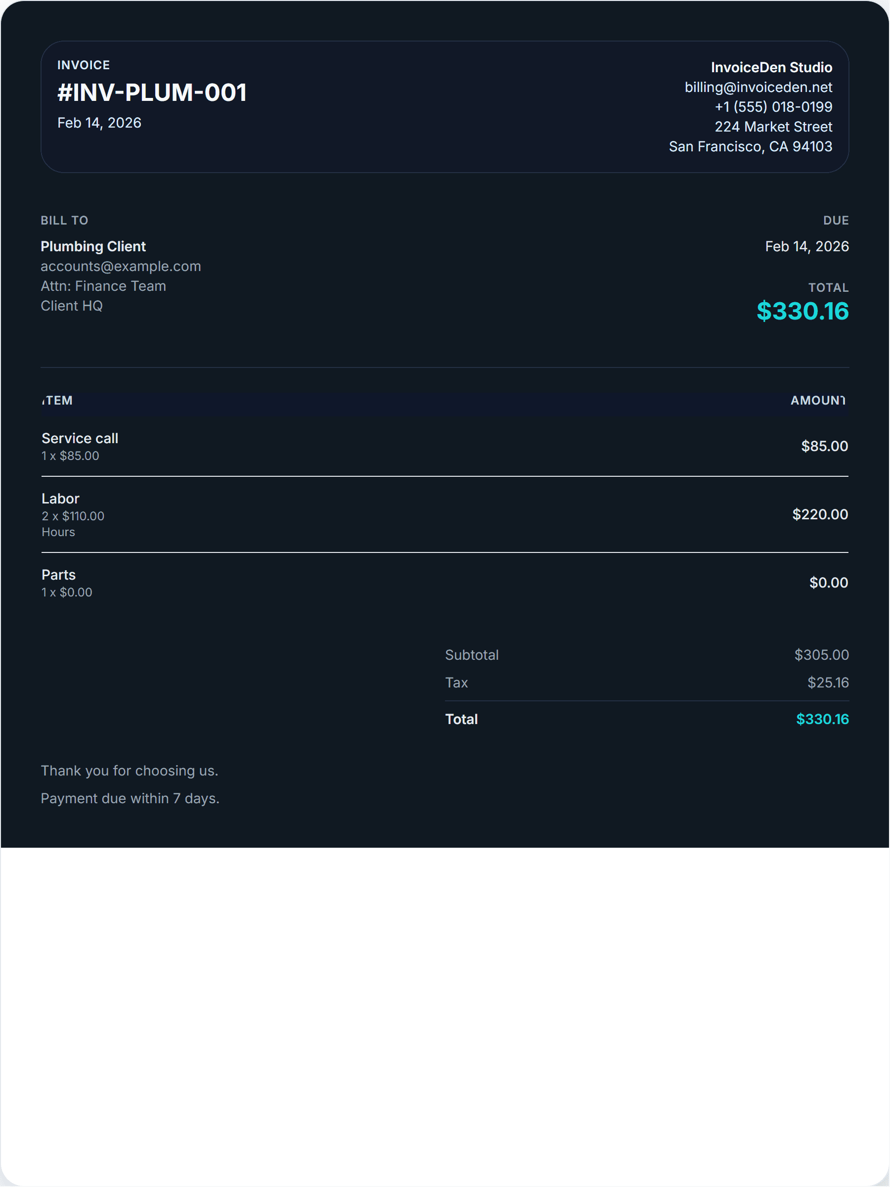 Plumbing minimal template preview