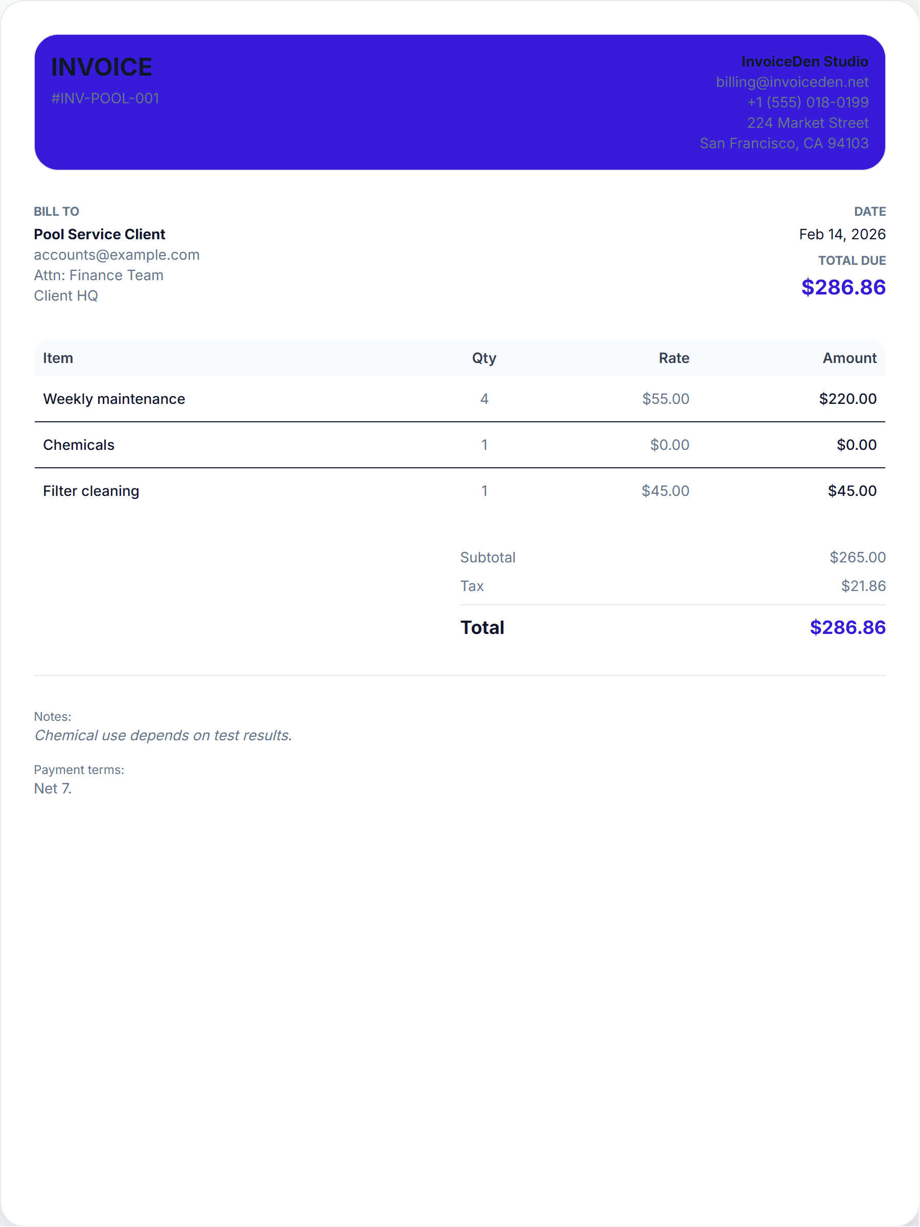 Pool Service modern template preview