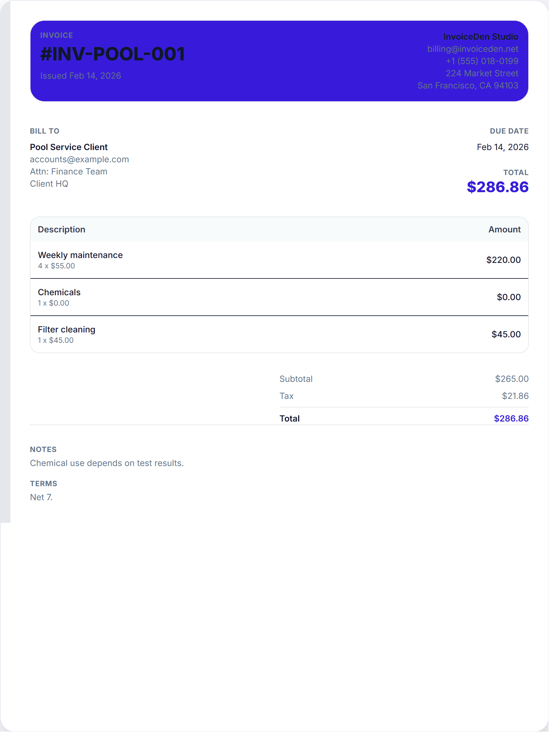 Pool Service professional template preview
