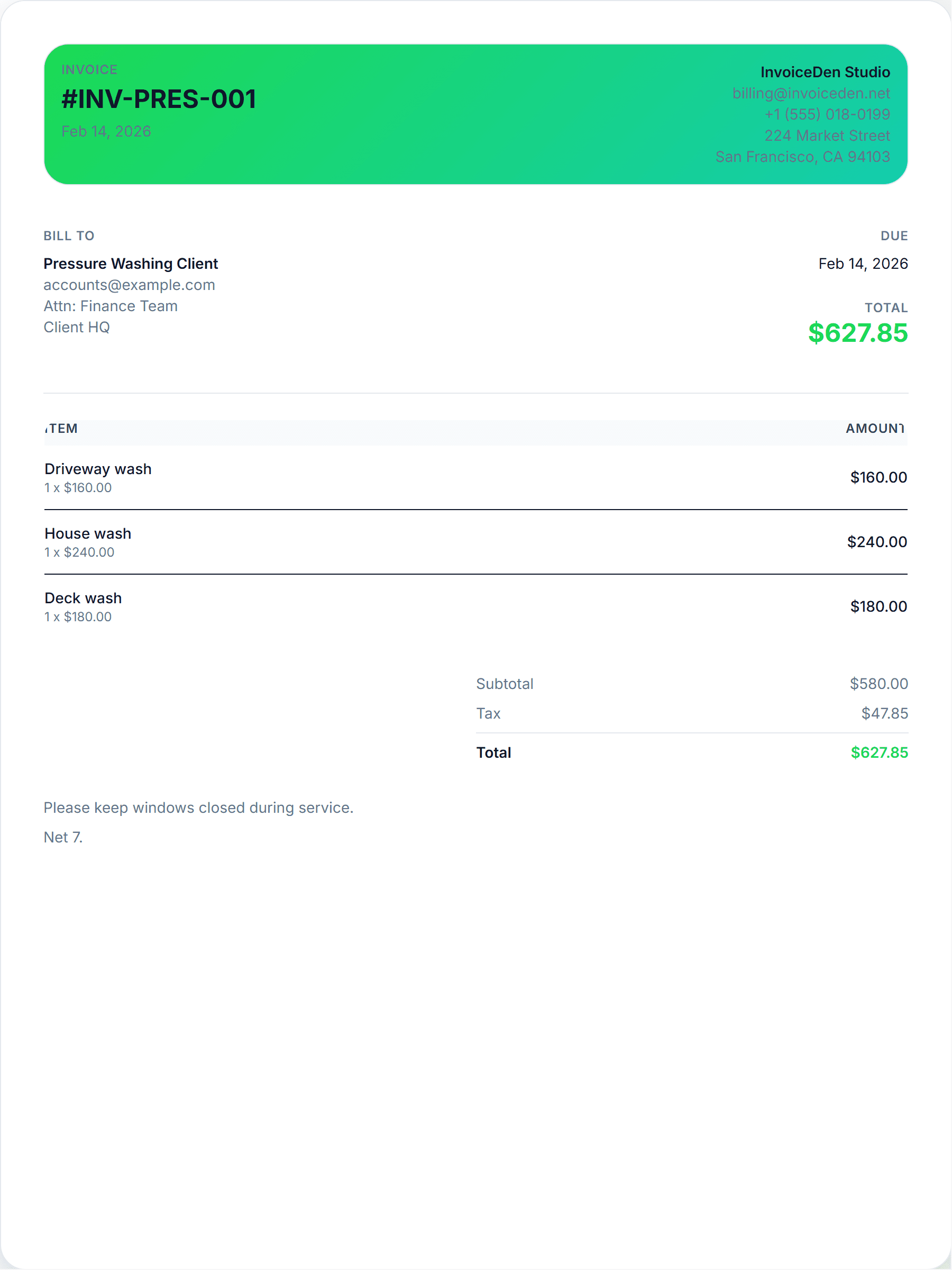 Pressure Washing minimal template preview