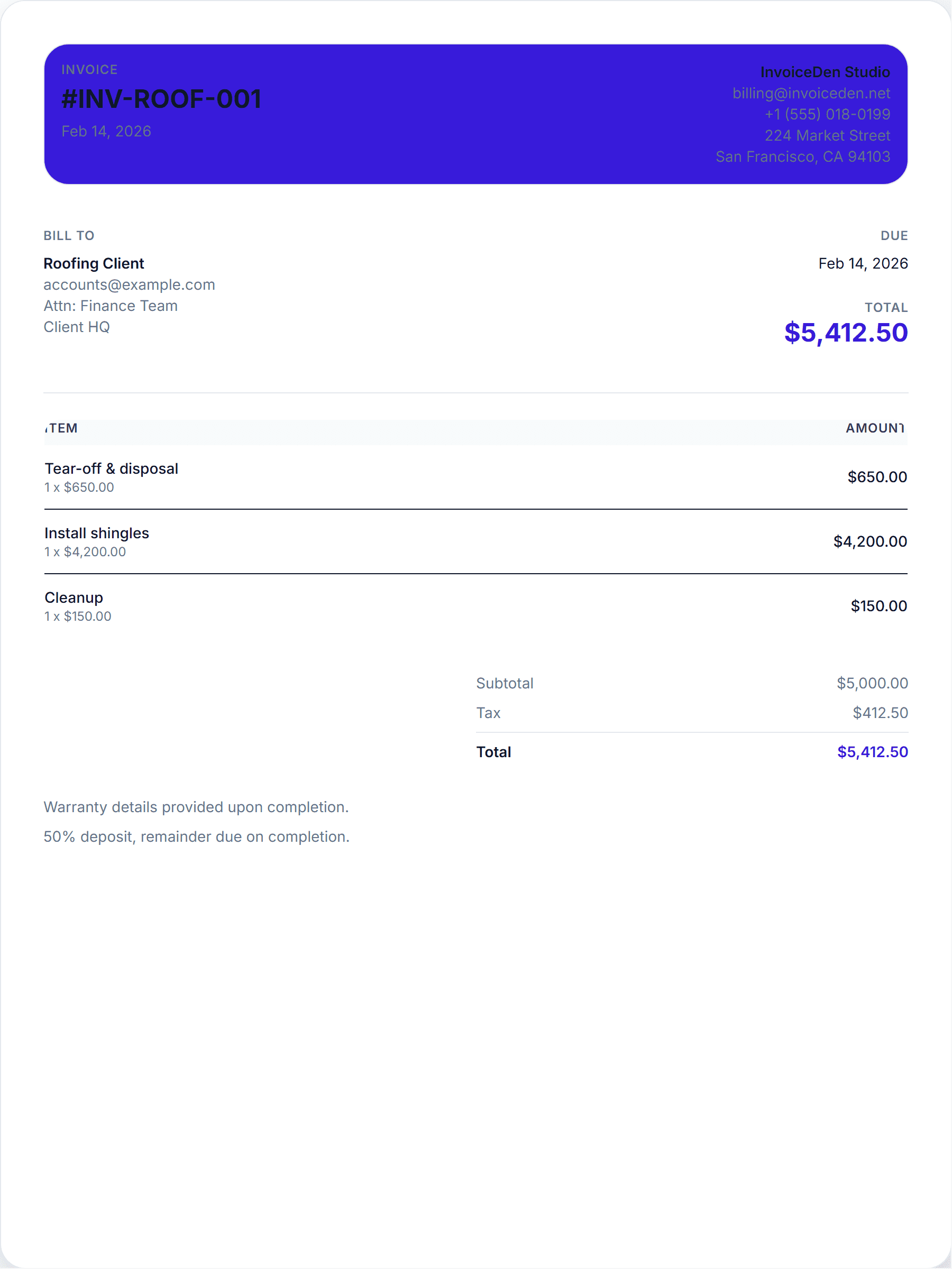 Roofing minimal template preview