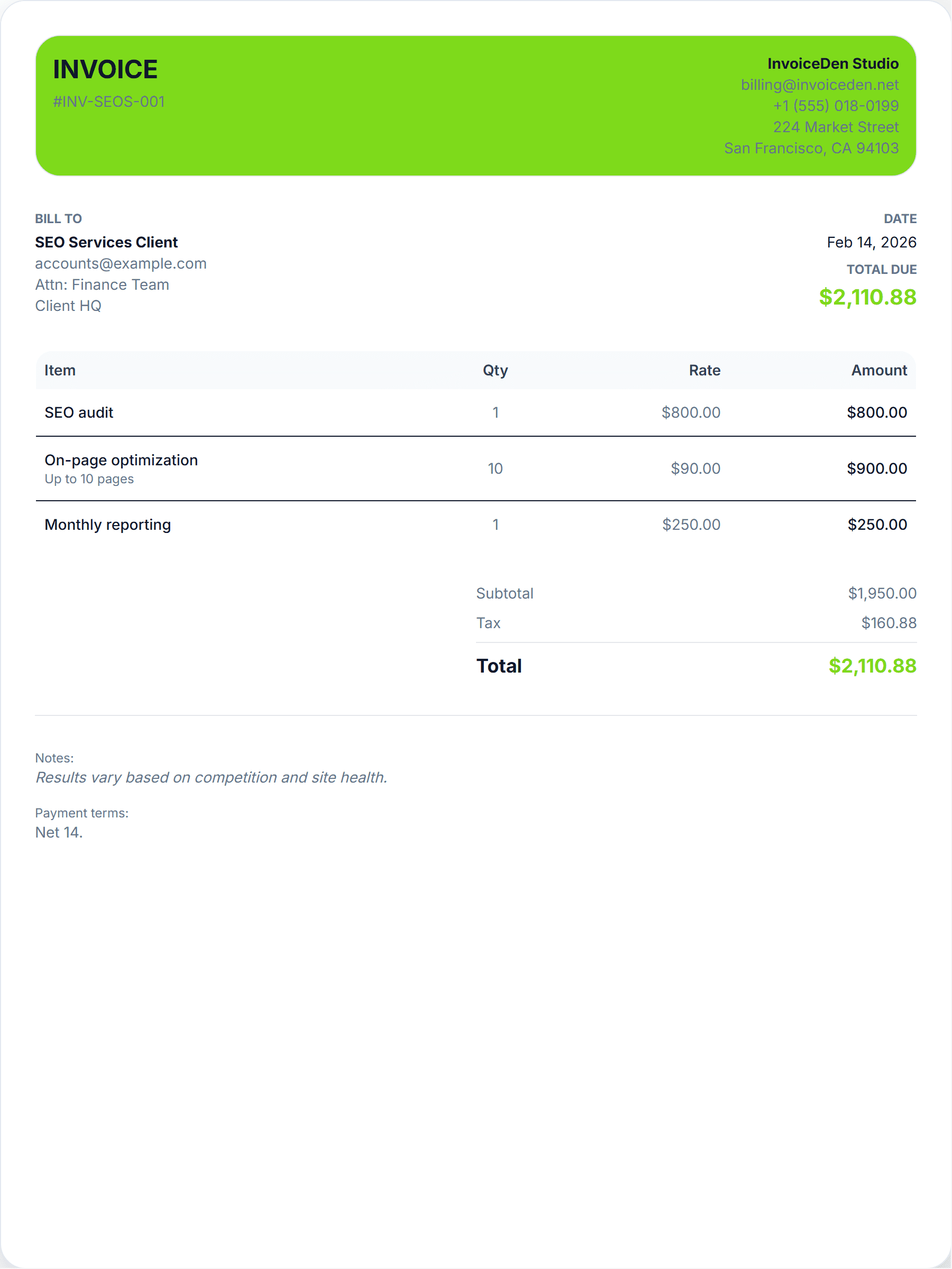 SEO Services modern template preview