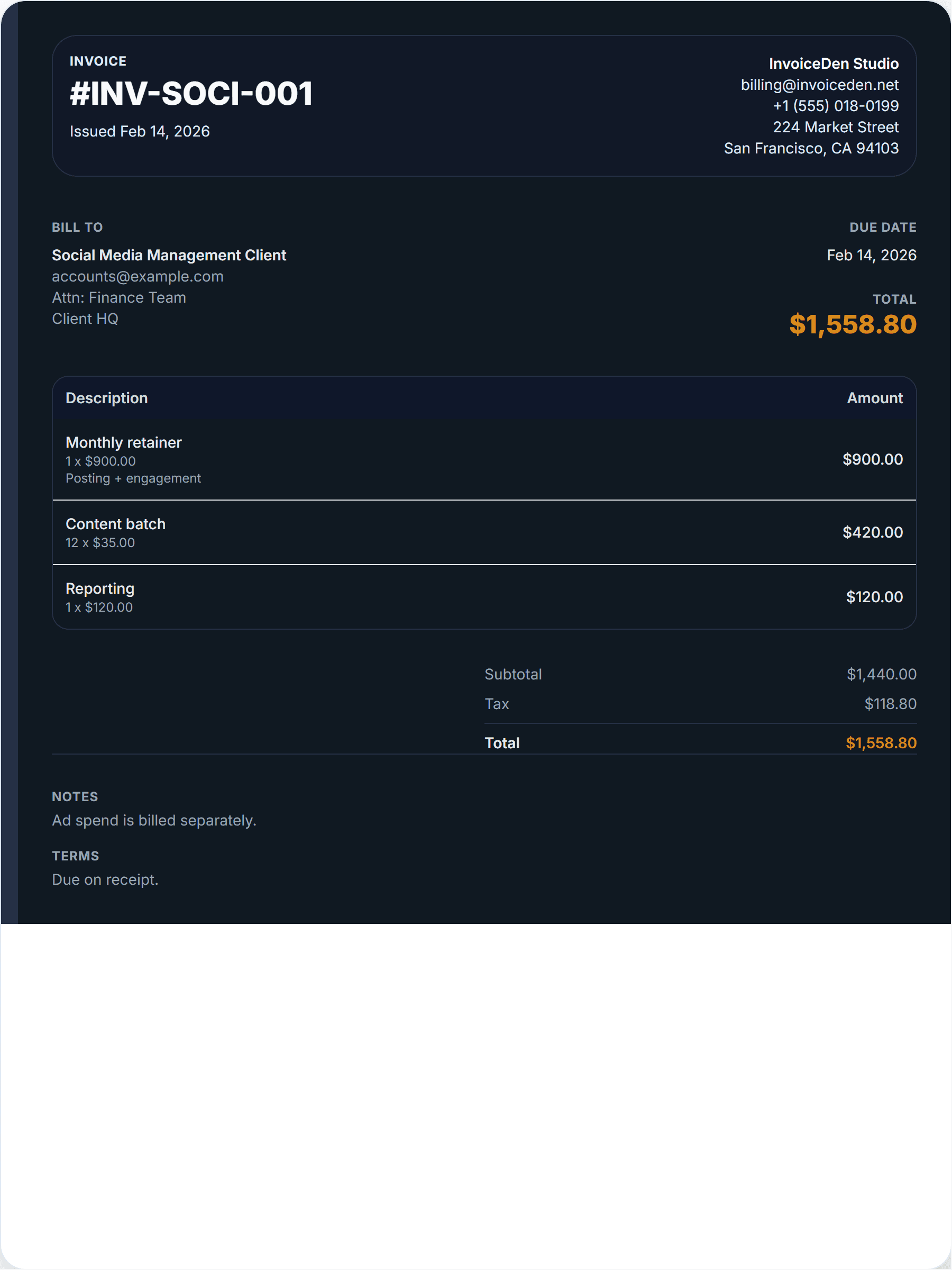 Social Media Management professional template preview