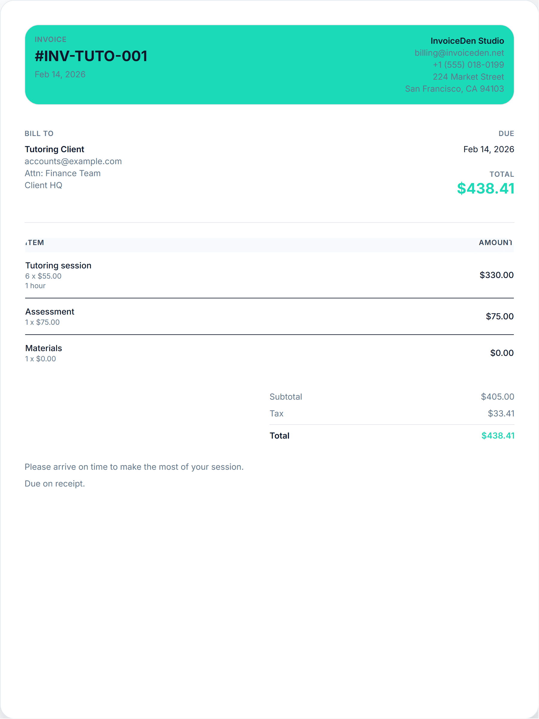Tutoring minimal template preview