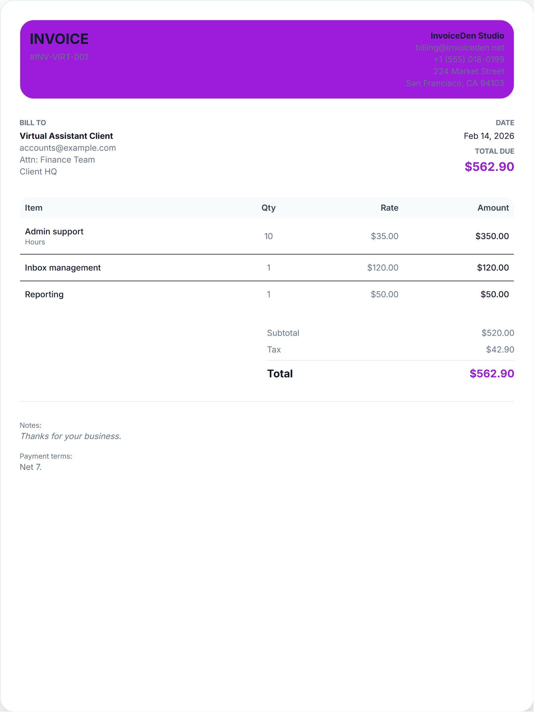 Virtual Assistant modern template preview